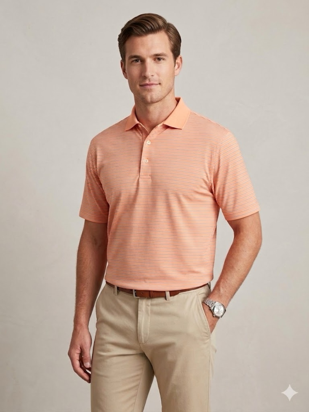 Peter Millar Men’s Performance Polo Shirt Striped Pima Cotton Size Large